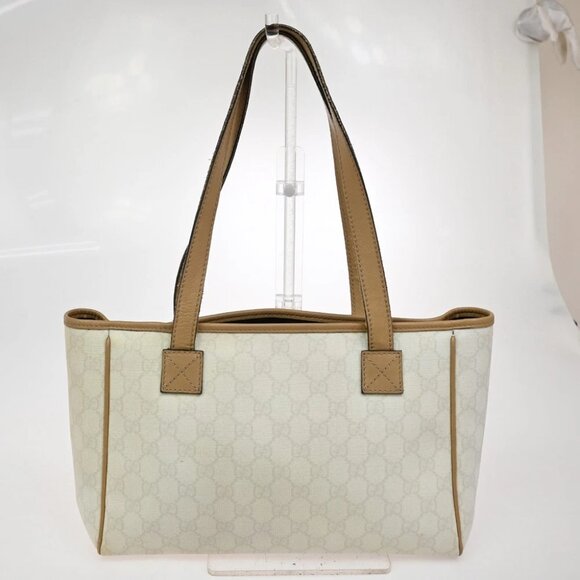 GUCCI Logo GG Shoulder Tote Bag PVC Leather White GHW Italy - Picture 3 of 16
